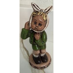 Dentist Child Toothache Pottery Figurine Clay Ceramic Vintage 5x2” Signed